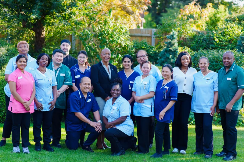 Team photo of the staffing team at Speirs House in New Malden