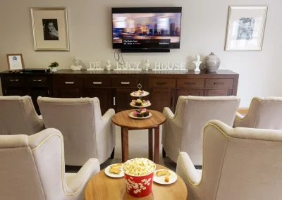 Cinema Room Lounge at De Lucy House Care Home in DIss, Near Eye