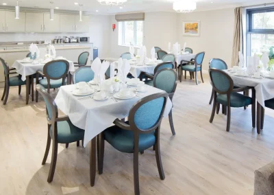 Dining Room at Henley House Care Home, Ipswich – modern and comfortable seating area for residents to enjoy their delicious meals