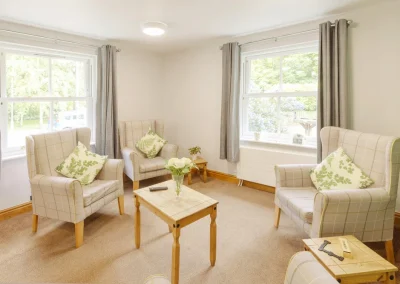 Large and airy communal space at Pelsall Hall in Walsall. Perfect for residents to unwind and relax.