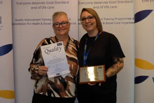 Toni Symonds, Deputy Manager and Aimee Martin, Home Manager at the Gold Standards Framework Awards.