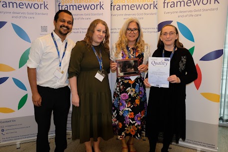 Shibin Kurian, Nikita Fermer, Annie Callanta and Michelle Bryant (Home Manager) at the awards ceremony. 
