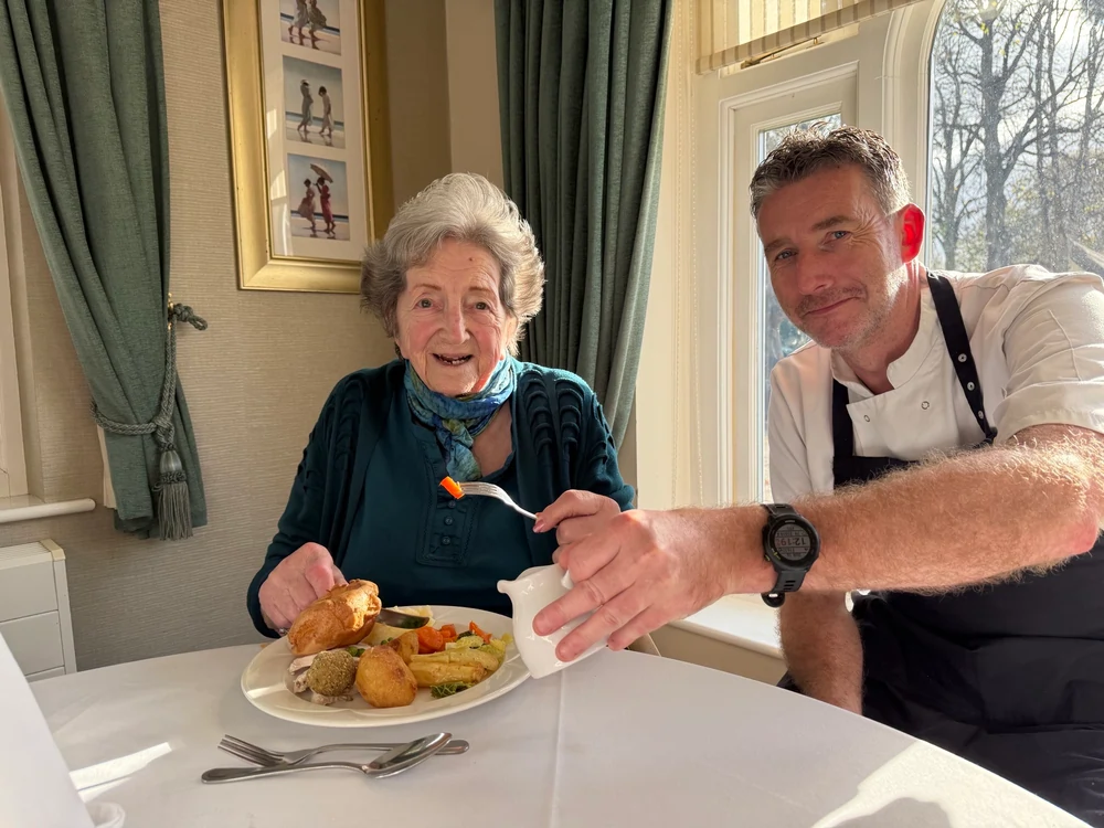 Care Home Resident, with a Chef at Greensleeves Care Home