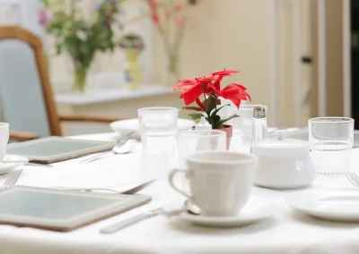 Set dining table at Grosvenor House Care Home in St Leonards-on-sea