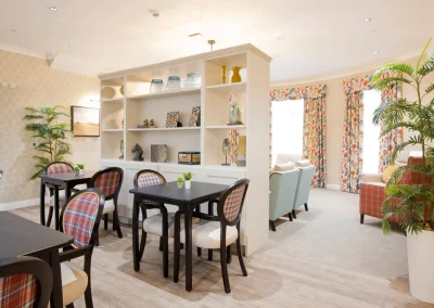 Cafe and social dining space at Clarendon Lodge Care Home