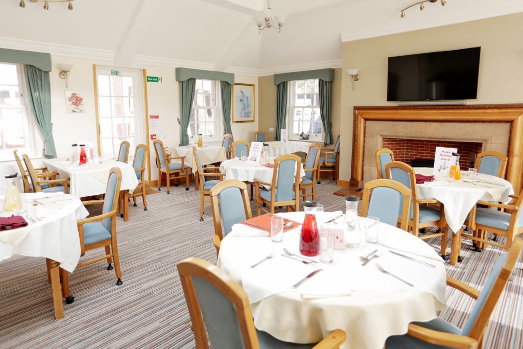 Broadlands dining room set for celebration with buffet tables