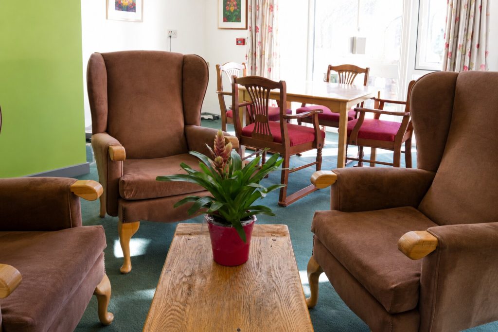Cozy lounge seating and dining area at The Briars home