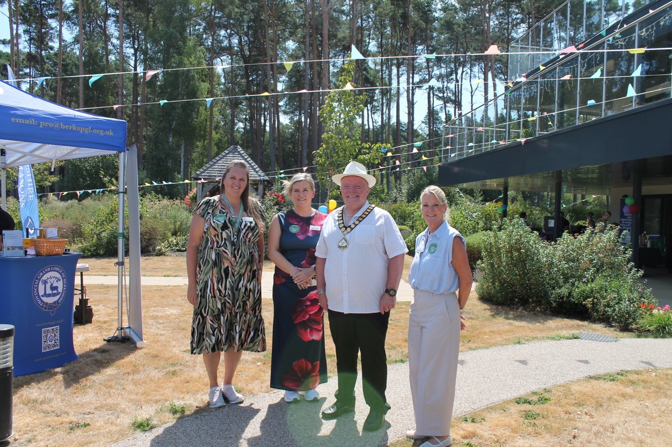 Victoria Pembroke, Juliet Gallop and Kim Mears from Buckler’s Lodge care team with the Mayor Peter Frewer