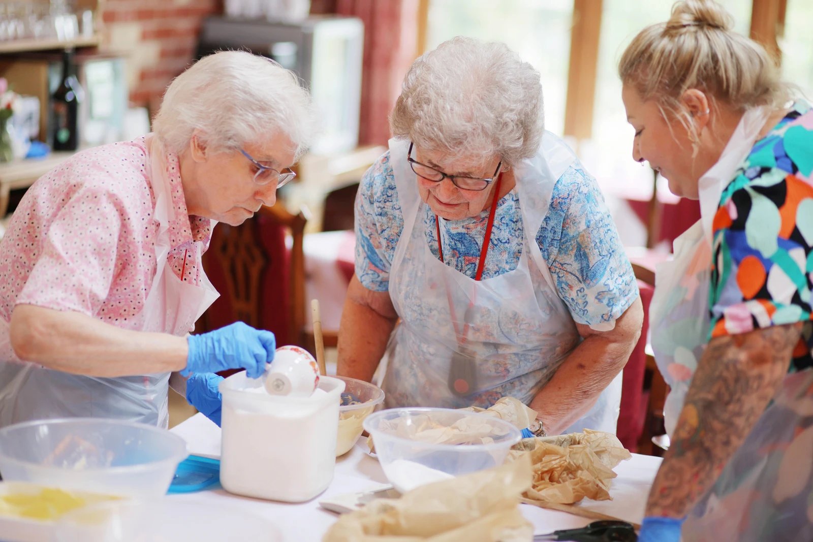 Care Home residents participating in an inclusive baking activity