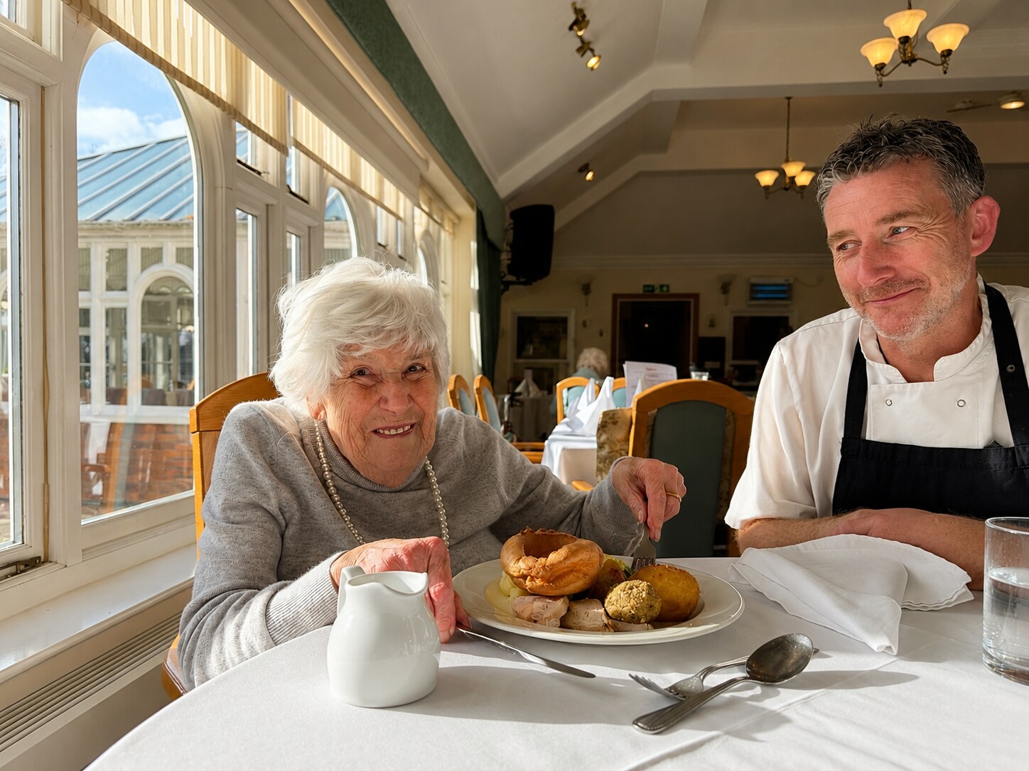 Broadlands resident Margaret Belcher with chef Carl Marjoram